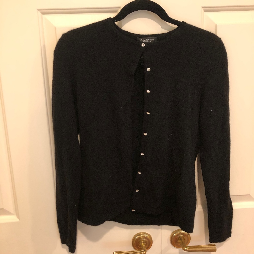 cashmere button-up black sweater